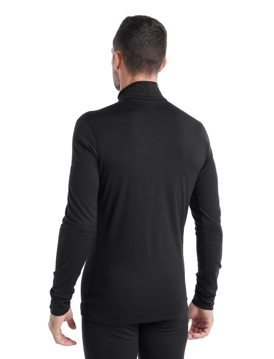 Base Layers Icebreaker Merino 200 Oasis Long Sleeve Half Zip Thermal Top Homme Noir | FR 1361UZGT